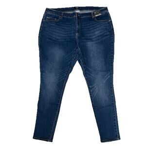 NWT Simply Emma Women's Blue Dark Wash Skinny Denim Slim Leg Jeans Size 24W